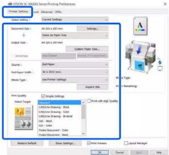 EPSON SCT5400M - Paramètres dans Windows - 1