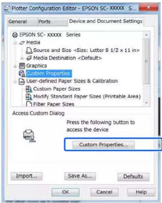 EPSON SCT5400M - Cliquez sur Custom Properties (Propriétés personnalisées). - 1