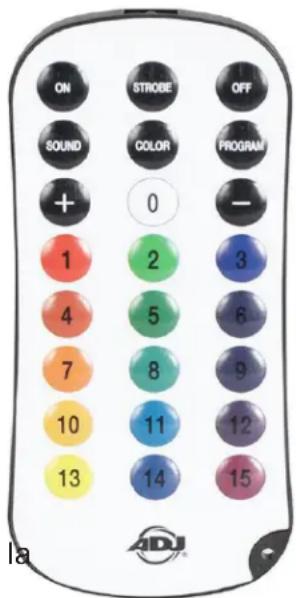 ON STROBE OFF SOUND COLOR PROGRAM + 0 - 1 2 3 4 5 6 7 8 9 10 11 12 13 14 15 ADJ
