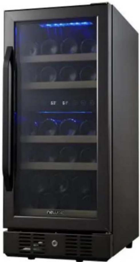 NewAir NWC029BS00 - Refroidisseur à vin en acier inoxydable noir de 29 bouteilles avec compresseur - 1