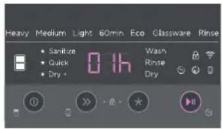 Heavy Medium Light 60min Eco Glassware Rinse Sanitize Quick Dry + 0 h Wash Rinse Dry