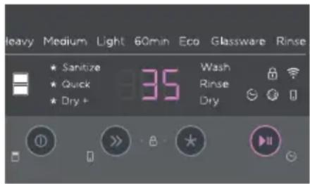 Leavy Medium Light 60min Eco Glassware Rinse ★ Sanitize ★ Quick 35 Wash ★ Dry + Wash Rinse Dry