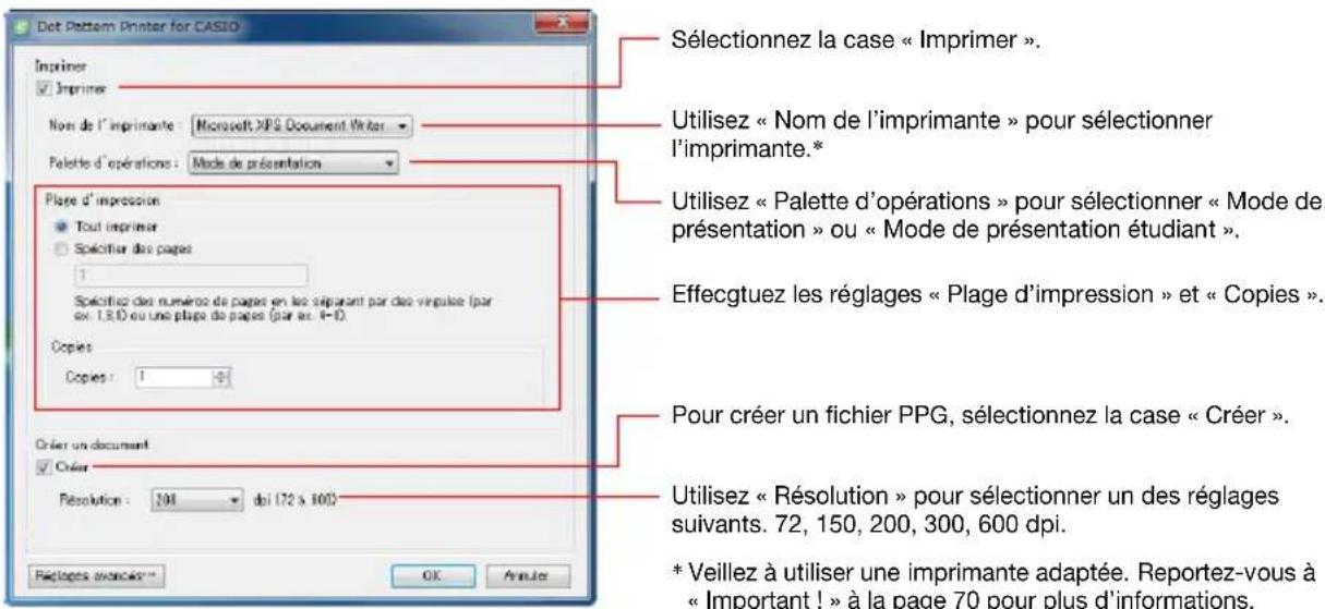 CASIO YAW72M - Effectuez les réglages suivants dans la boîte de dialogue. - 1