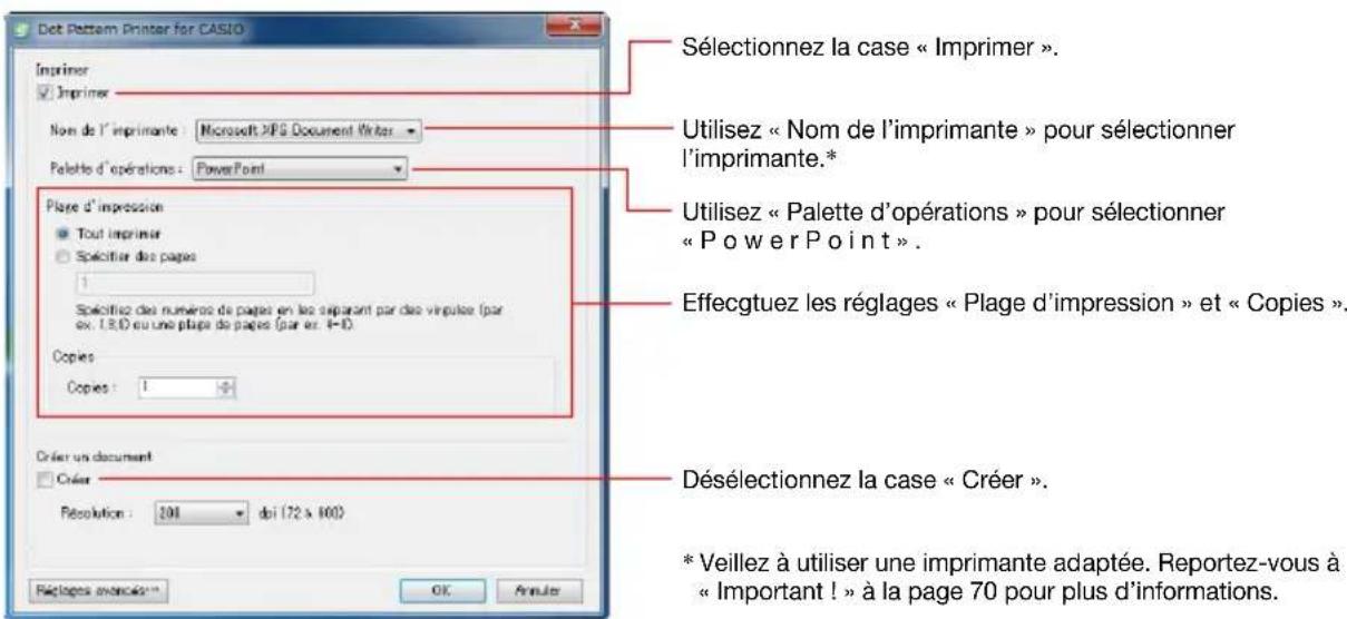 CASIO YAW72M - Effectuez les réglages suivants dans la boîte de dialogue. - 1