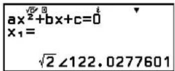 CASIO fx570CW - Conversion d'une solution complexe en coordonnées rectangulaires ou polaires - 2