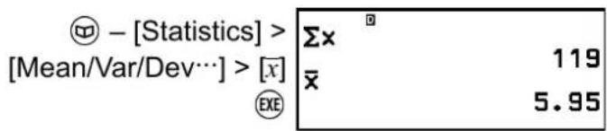 CASIO fx570CW - Exemple de calcul à l'aide de l'écran de calcul statistique - 3