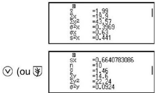 CASIO fx570CW - Affichage des résultats de calcul statistique à deux variables - 4