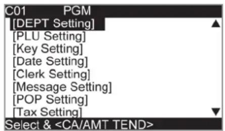 CASIO SRS500 - Menu principal de programmation - 1
