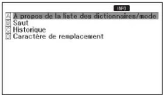 CASIO EWF300C - ■ Pour voir les dictionnaires ou modes disposant de types particuliers de recherches et d'autres fonctions - 1