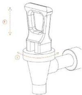 Technical diagram of a mechanical component with labeled parts and dimension indicators