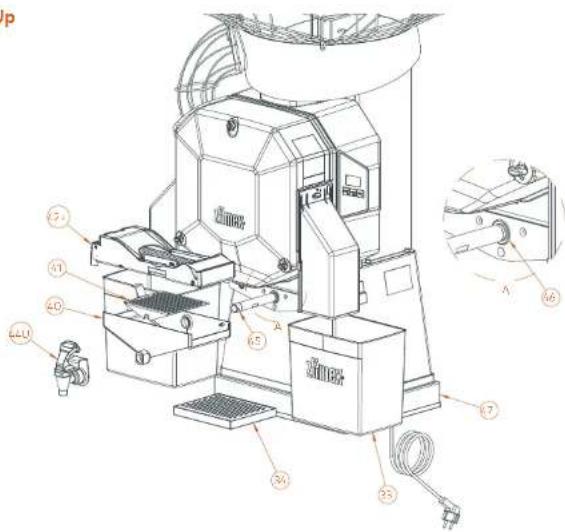 Technical diagram of a machine with numbered components and labeled parts, likely for assembly or manufacturing documentation.