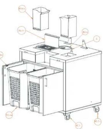 Technical diagram of an industrial machine with labeled components and parts in Chinese