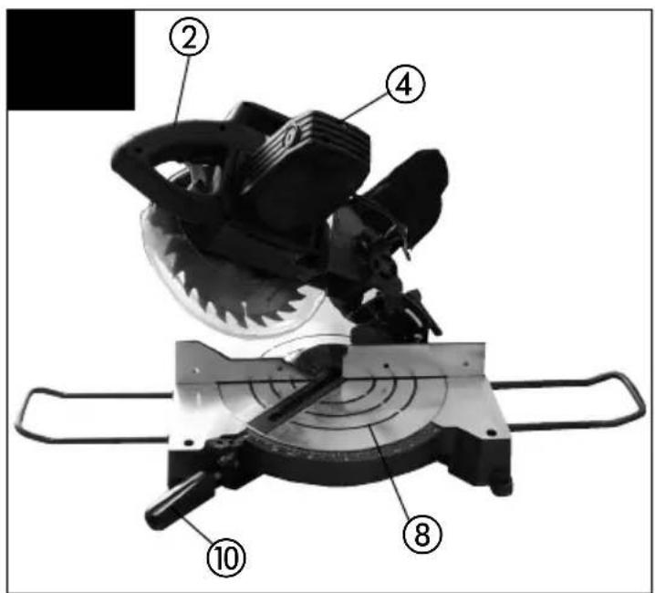 Labeled diagram of a cutting machine with numbered parts for identification