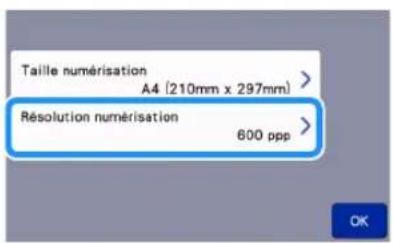 Taille numérisation A4 (210mm x 297mm) Résolution numérisation 600 ppp