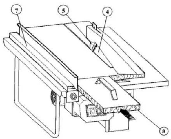 Technical diagram of a machine tool with numbered components labeled 4, 5, and 7