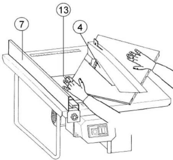 Technical diagram of a printer or printer with numbered parts labeled 4, 7, and 13 pointing to different components.
