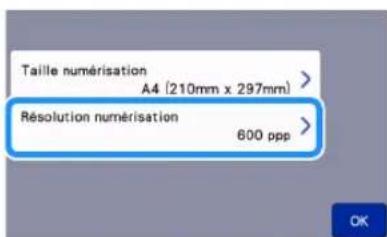 BROTHER ScanNCut SDX900 - Appuyez sur la touche « Résolution numérisation » pour afficher l'écran de réglages de la résolution de numérisation. - 1
