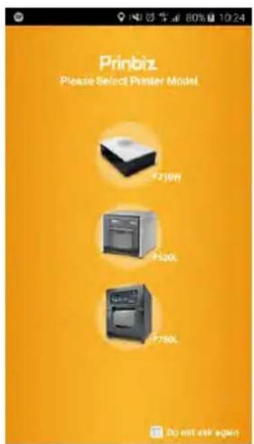 Prinbiz Please Select Printer Model +210W +520L +780L Do not ask again
