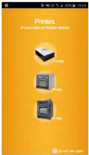 Prinbiz Please Select Printer Model 1210W F520L F750L 0p out ask again