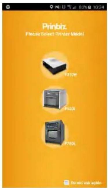 Prinbiz Please Select Printer Model F310W F540K F780K Do next ask again