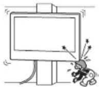 SONY XR77A80L - Nosilca za stensko montažo ne namestite na stenske površine, kjer bi vogali ali stranice televizorja štrleli stran od površine stene. - 1
