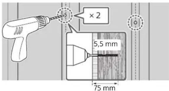 SONY XR77A80L - Ανοίξτε τις επάνω οπές οδηγούς στα σημάδια. - 1