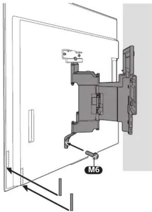 SONY XR77A80L - Aparafuse os lados esquerdo e direito do Suporte de parede utilizando M6 e fixe WM3. - 2