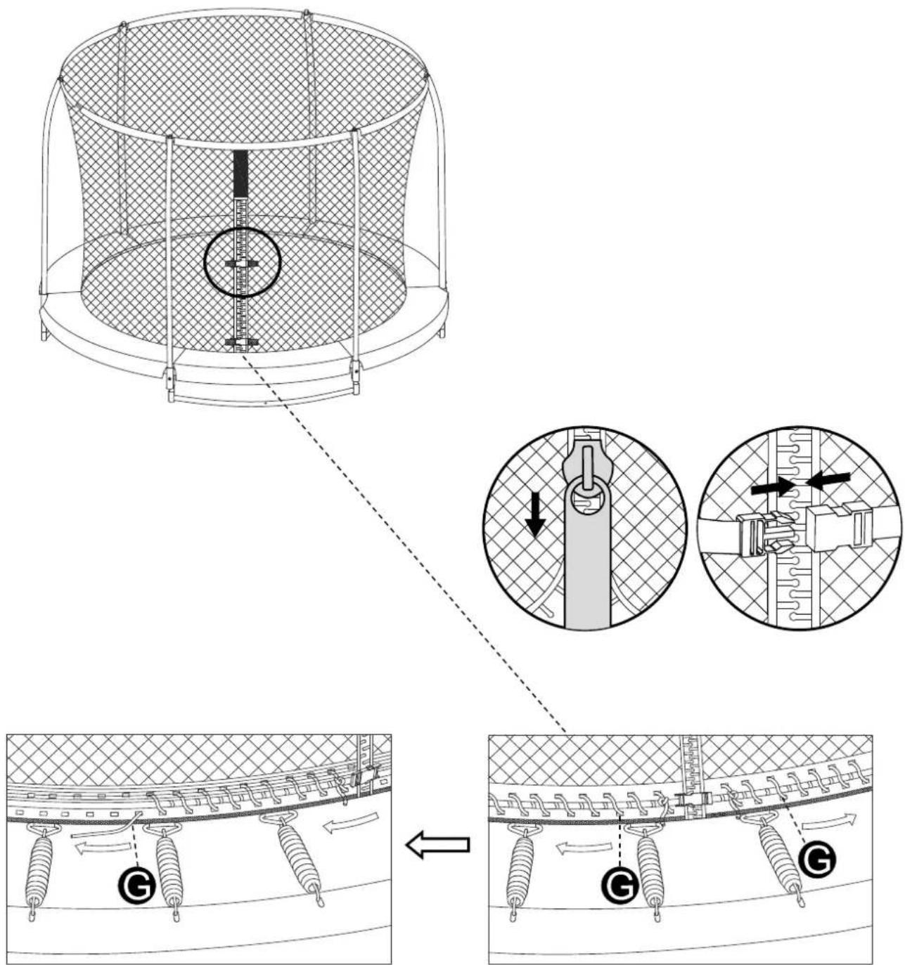 Technical diagram illustrating a mechanical assembly with labeled components and directional arrows, showing structural changes and component positioning.