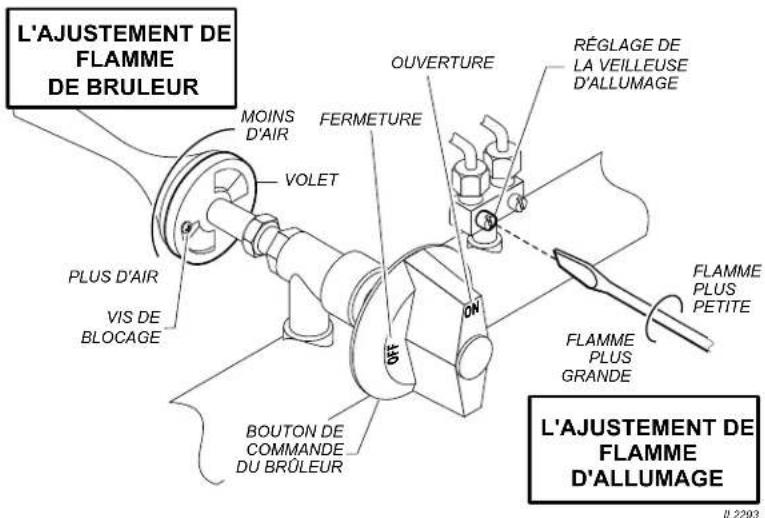 Wells HDTG6030G - RÉGLAGE DE LA FLAMME DE BRÛLEUR : - 1