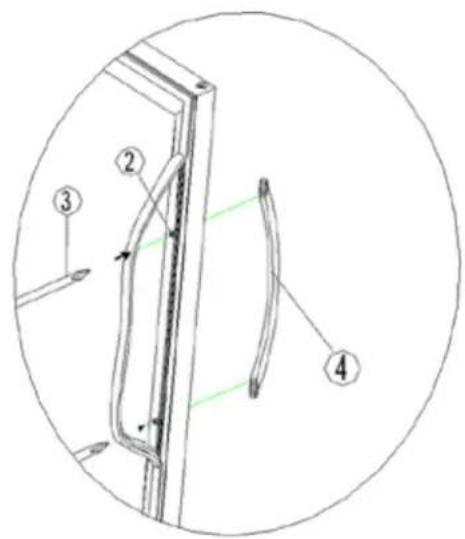 Avanti WCB52T3S - Installing the stainless steel handle - 2