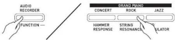 CASIO Privia PXA800BN - Tout en tenant le bouton FUNCTION enfoncé, appuyez sur le bouton correspondant à l'élément dont vous voulez changer le réglage. - 1