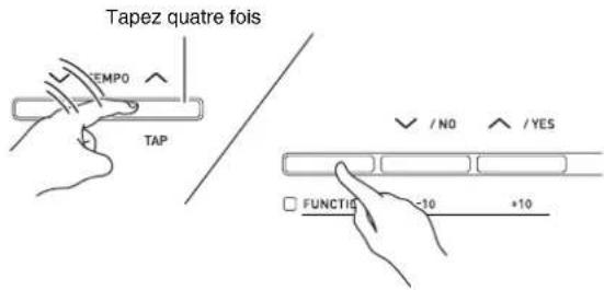 CASIO Celviano AP6BP - Tout en tenant le bouton 18 (FUNCTION) enfoncé, tapez quatre fois sur le bouton ^ 10 (TEMPO) à la vitesse souhaitée. - 1