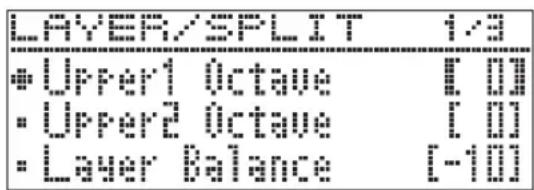 CASIO Celviano GP400 - Appuyez sur la touche LAYER jusqu'à ce que l'écran suivant apparaisse. - 1