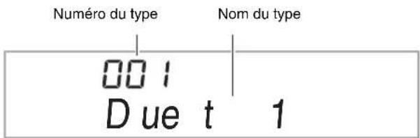 Numéro du type Nom du type 001 Due t 1