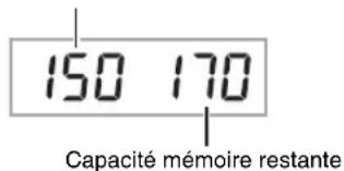 150 170 Capacité mémoire restante