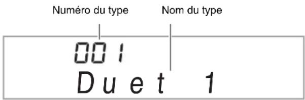 Numéro du type Nom du type 001 Du et 1