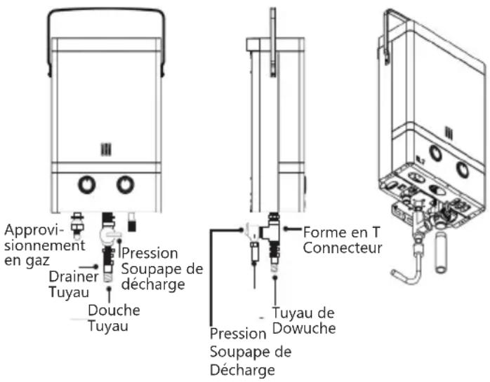 Approvisionnement en gaz Drainer Tuyau Pression Soupape de décharge Douche Tuyau Forme en T Connecteur Tuyau de Dowuche Pression Soupape de Décharge