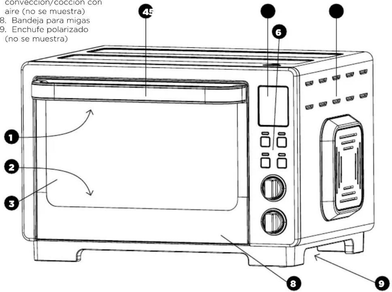 CRUX Artisan Series 6Slice Oven with Air Fry Technology - DESCRIPICón DEL HORNO TOSTADOR PARA 6 REBANADAS CON TECNOLOGÍA DE COCCION DE AIRE - 1