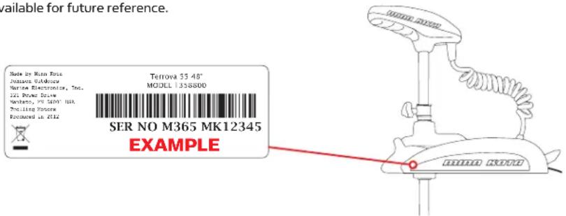 Minn Kota Terrova - LOCATING YOUR SERIAL NUMBER - 1