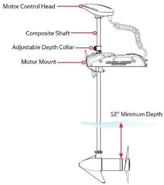 Minn Kota Riptide SP - ADJUSTING THE DEPTH OF THE MOTOR - 1