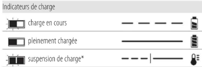 Indicateurs de charge charge en cours pleinement chargée suspension de charge*