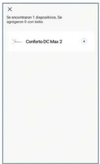 Se encontraron 1 dispositivos. Se agregaron 0 con éxito. Conforto DC Max 2