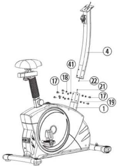 Christopeit ET 6 Pro - Step 4: Attach the handlebar post (4) at mainframe (1). - 1
