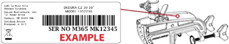 Minn Kota Endura C2 - LOCATING YOUR SERIAL NUMBER - 1