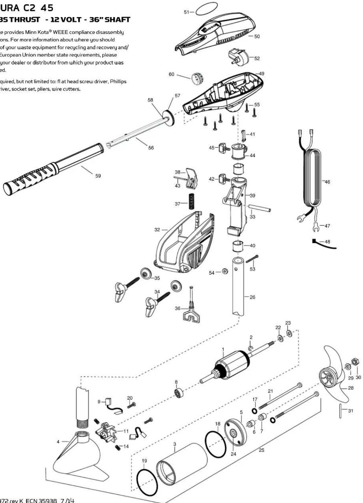Minn Kota Endura C2 - LBS THRUST - 12 VOLT - 36" SHAFT - 1