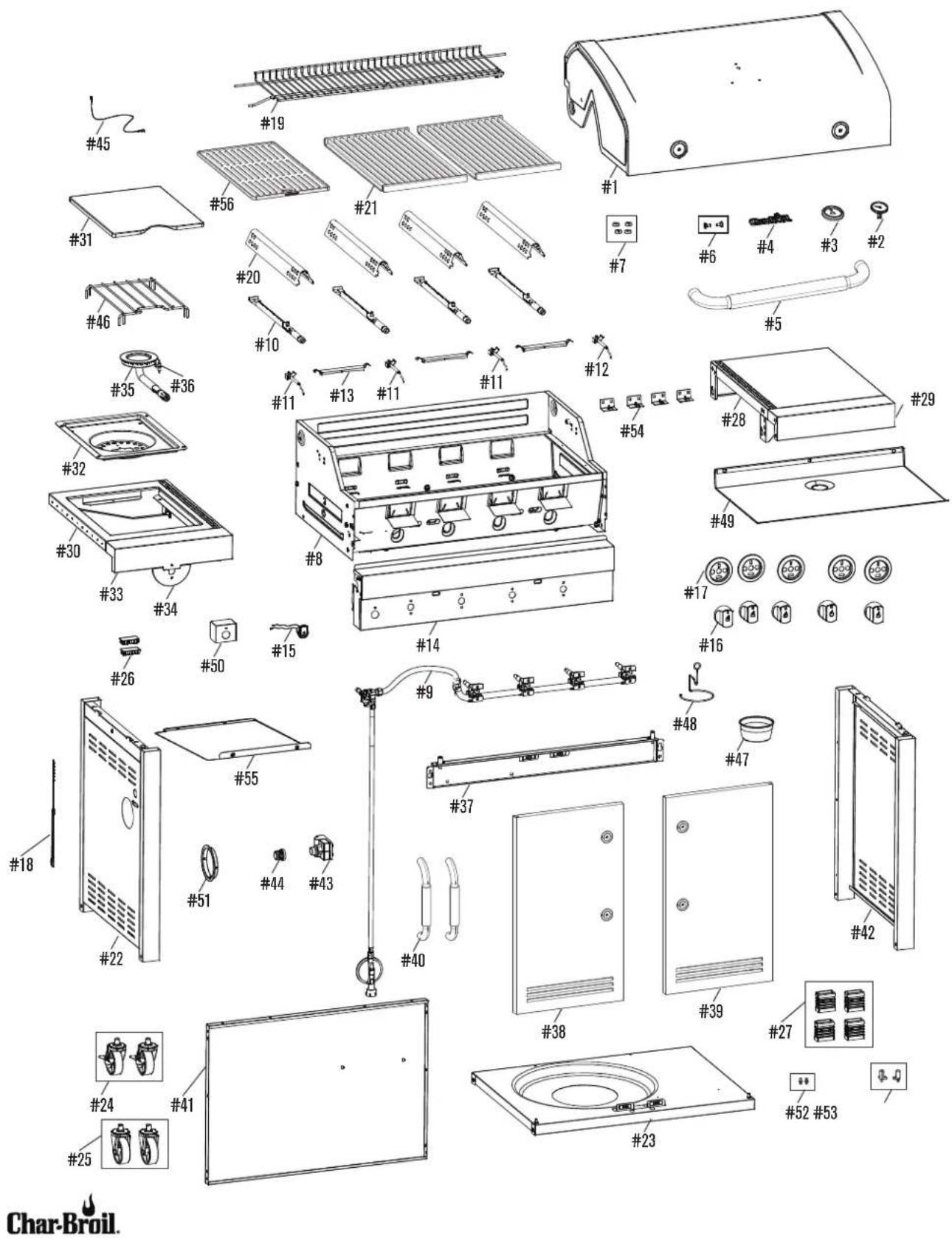 Exploded view diagram of a household appliance with numbered parts for identification