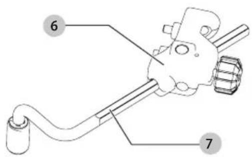 Technical diagram of a mechanical device with labeled parts 6 and 7