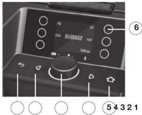 FM BT DAB DIWALT ALUX Settings 6 5 4 3 2 1