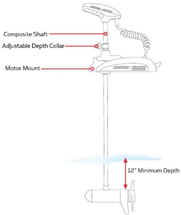 Minn Kota Riptide Terrova - ADJUSTING THE DEPTH OF THE MOTOR - 1