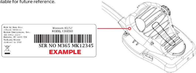 Minn Kota Maxxum - LOCATING YOUR SERIAL NUMBER - 1